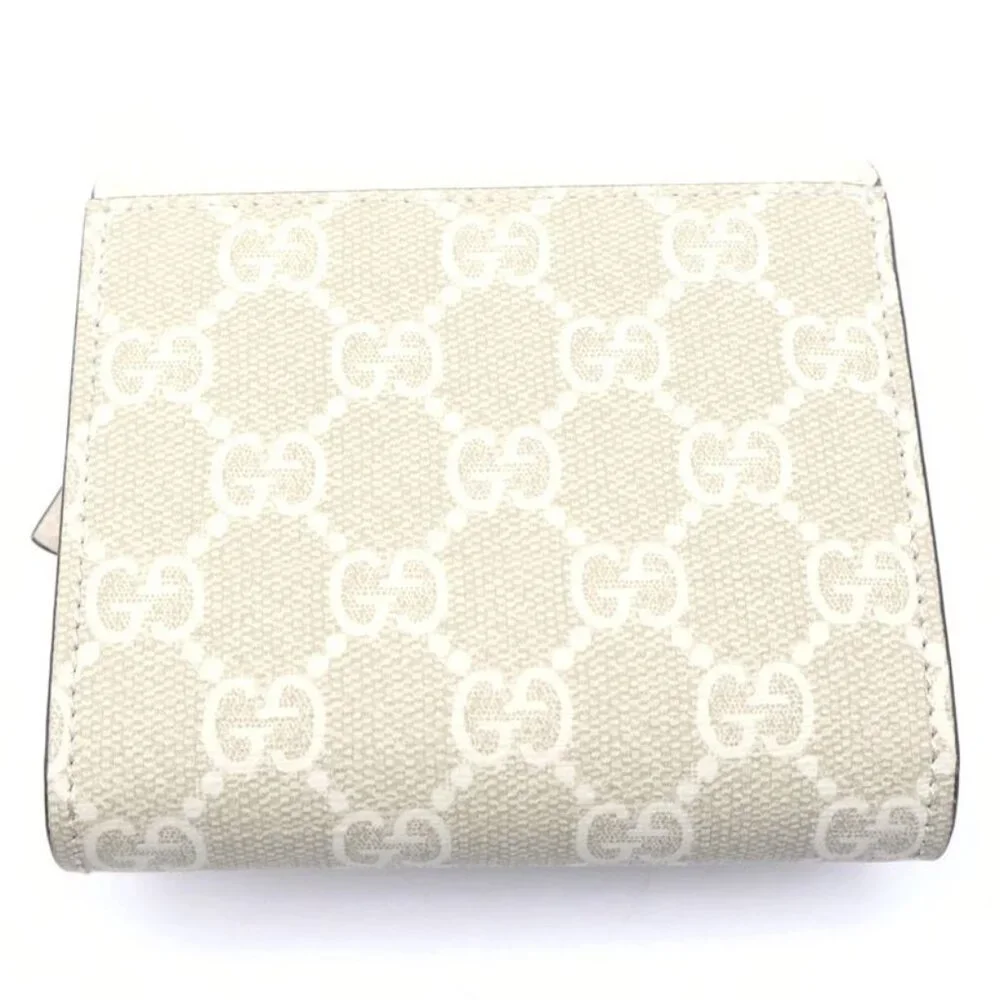 ★SOLD★ Gucci GG Marmont Compact Wallet Trifold Coin Case Beige White - Picture 2 of 6